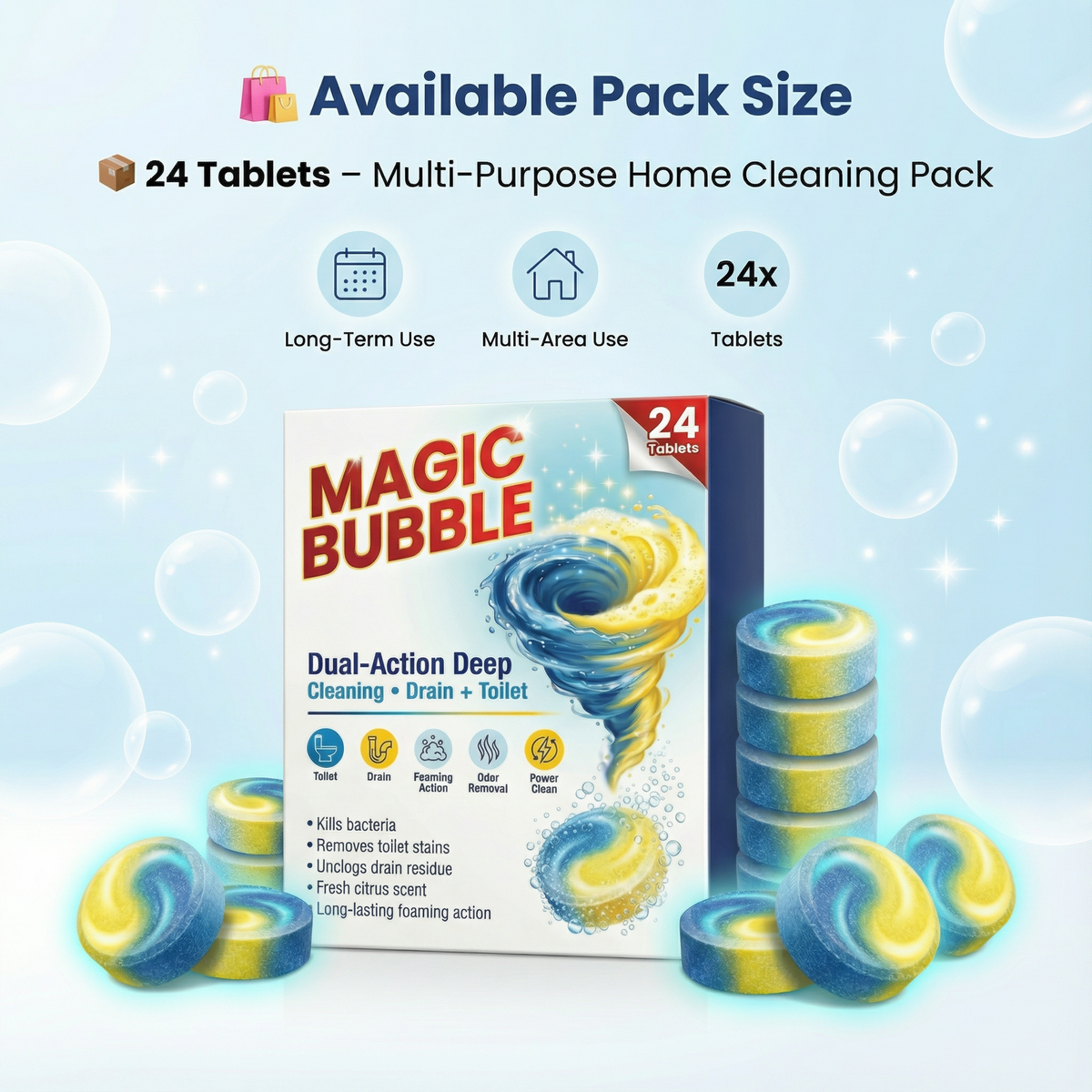 Magic Bubble Toilet Cleaning Tablets