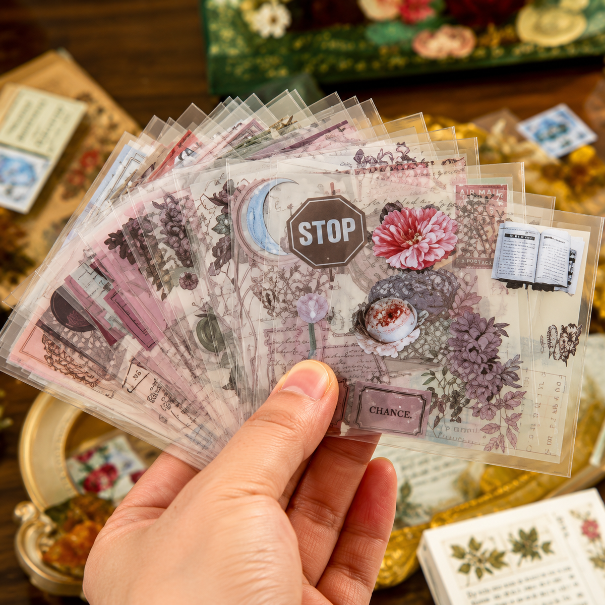 Vintage Gift Box Stickers Creative DIY Ledger Stickers