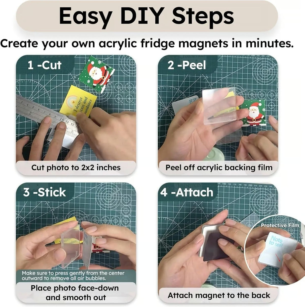 Clear Acrylic DIY Magnetic Photo Frames โ 3D Fridge Magnet Set