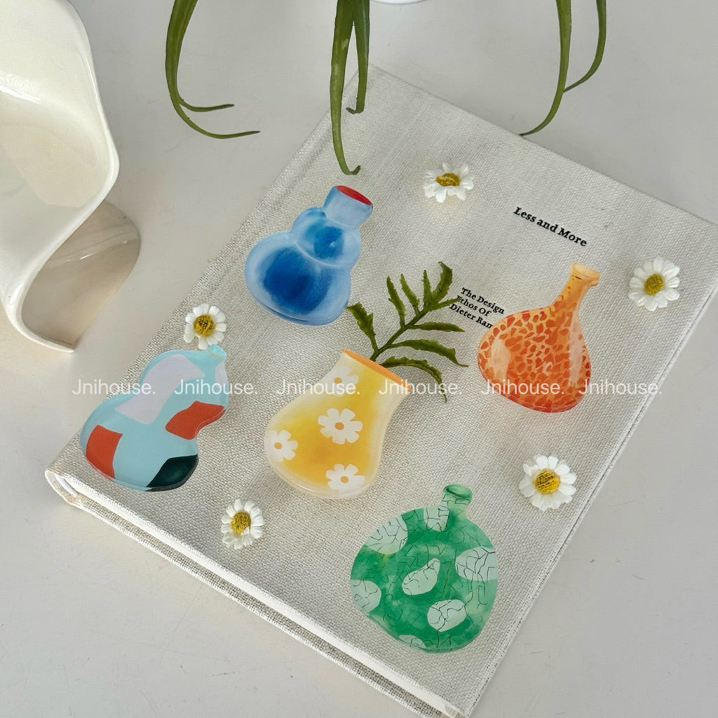 Mini Flower Vase Magnet with Flowers Sets