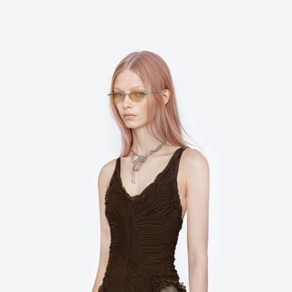 Crystal Cubit Foldable Round Glasses
