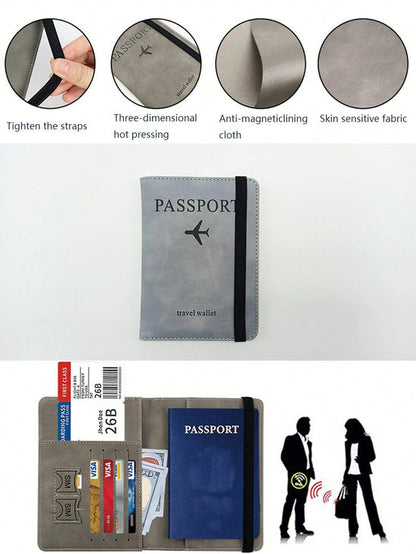 Slim RFID Leather Travel Passport Wallet with Card Slots