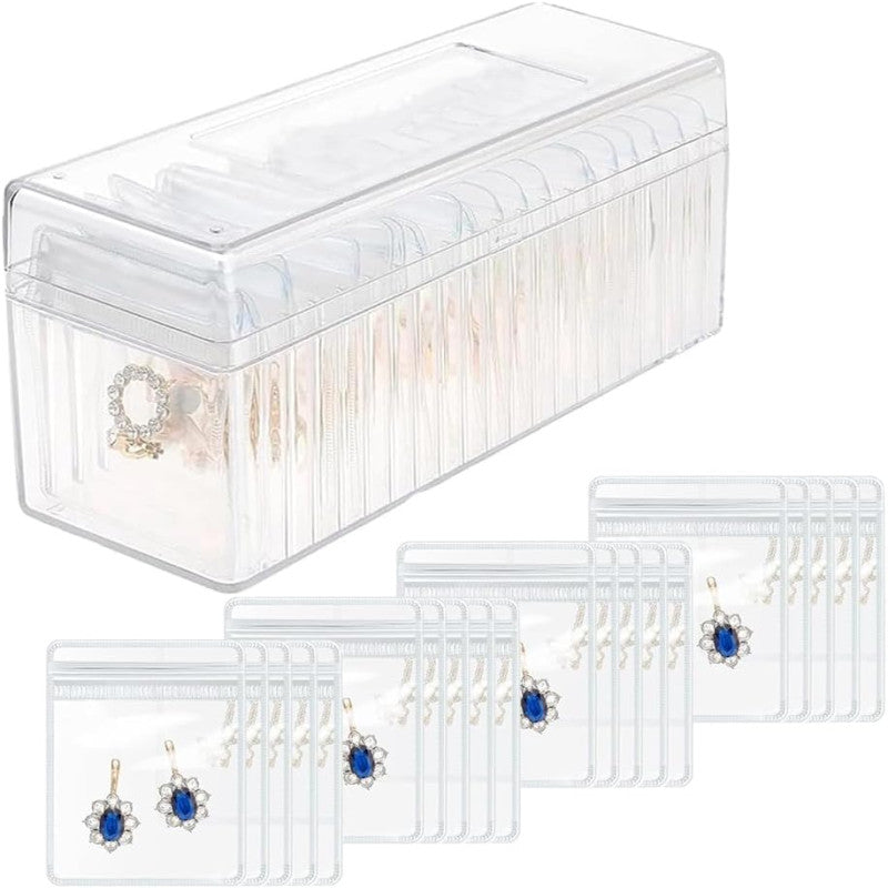 💎 CrystalClear Jewelry Organizer Box with Tranparents Begs