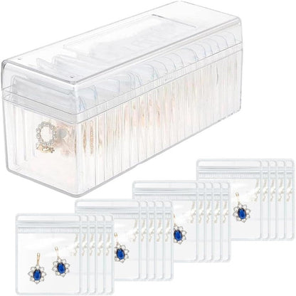 💎 CrystalClear Jewelry Organizer Box with Tranparents Begs