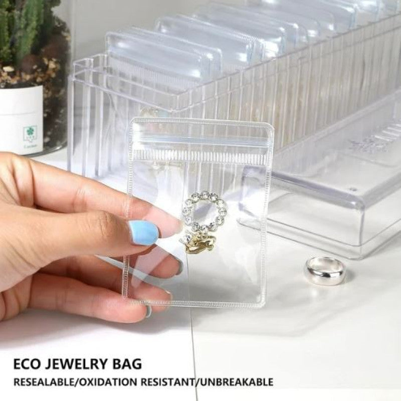 💎 CrystalClear Jewelry Organizer Box with Tranparents Begs