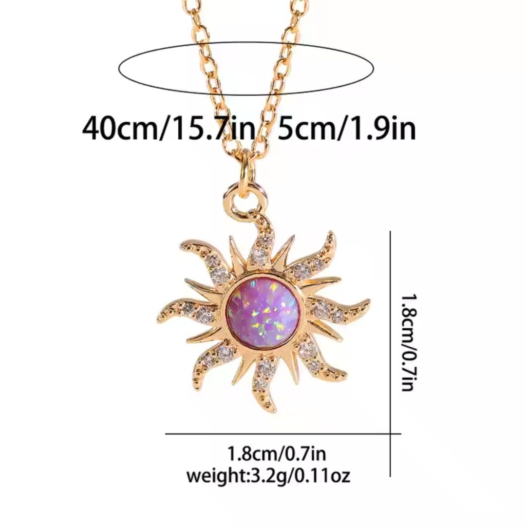 ☀️ Elegant Sun Crystal Pendant Necklace – Aesthetic Jewelry for Everyday Style