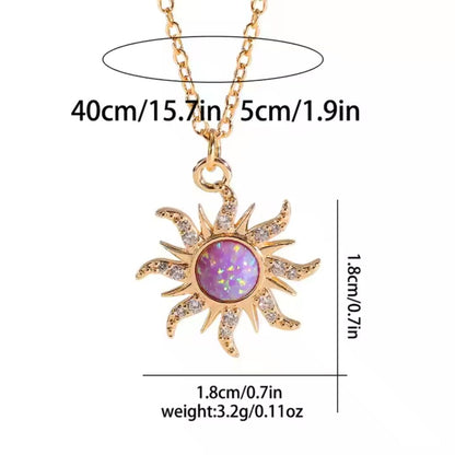 ☀️ Elegant Sun Crystal Pendant Necklace – Aesthetic Jewelry for Everyday Style