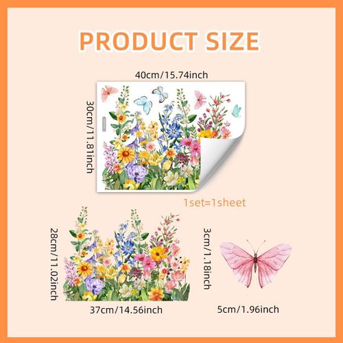 Secret Garden Window Flowers decals for glass windows ( Cut to size freely )