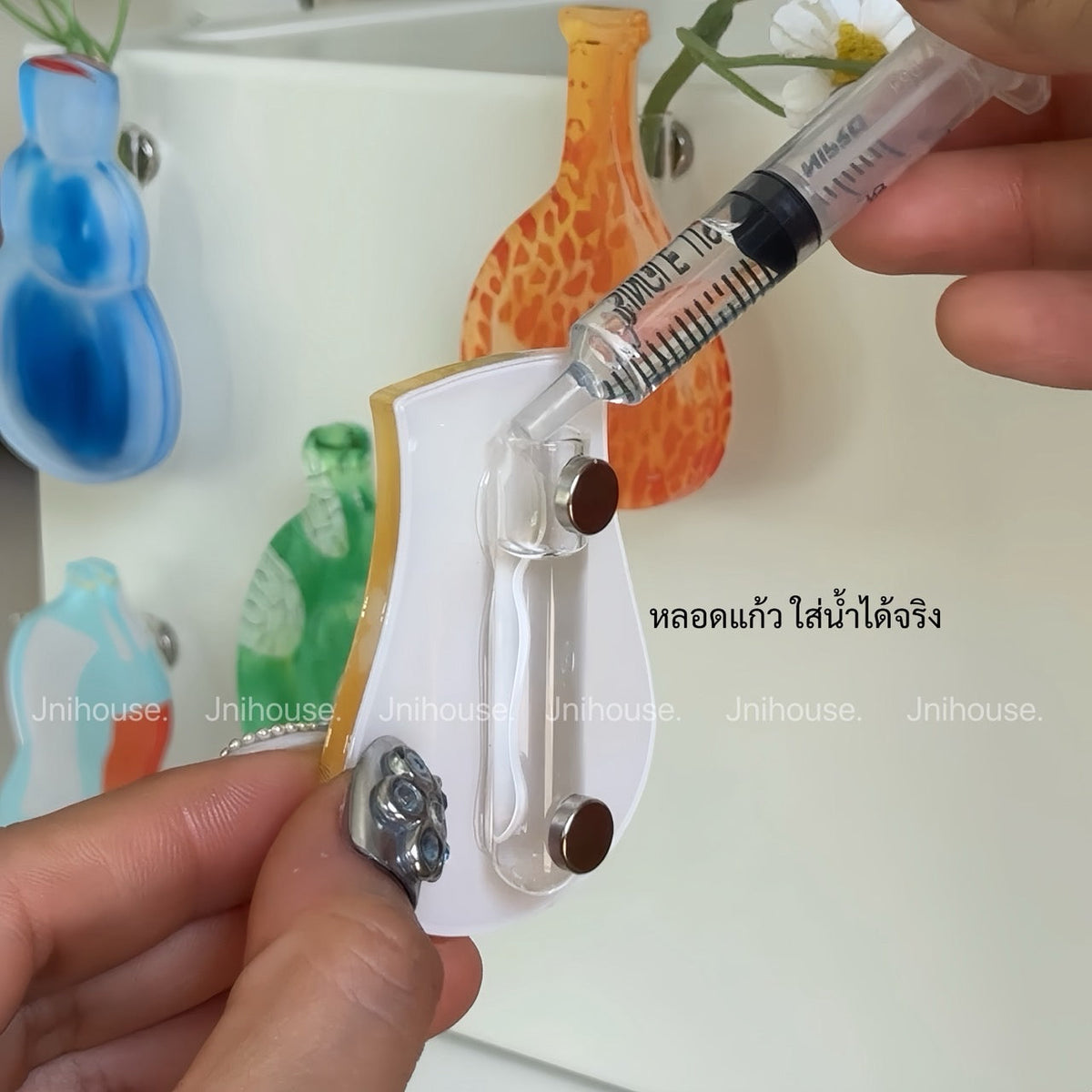 Mini Flower Vase Magnet with Flowers Sets