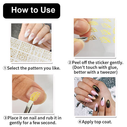12 Designs  Self-Adhesive Nail Stickers