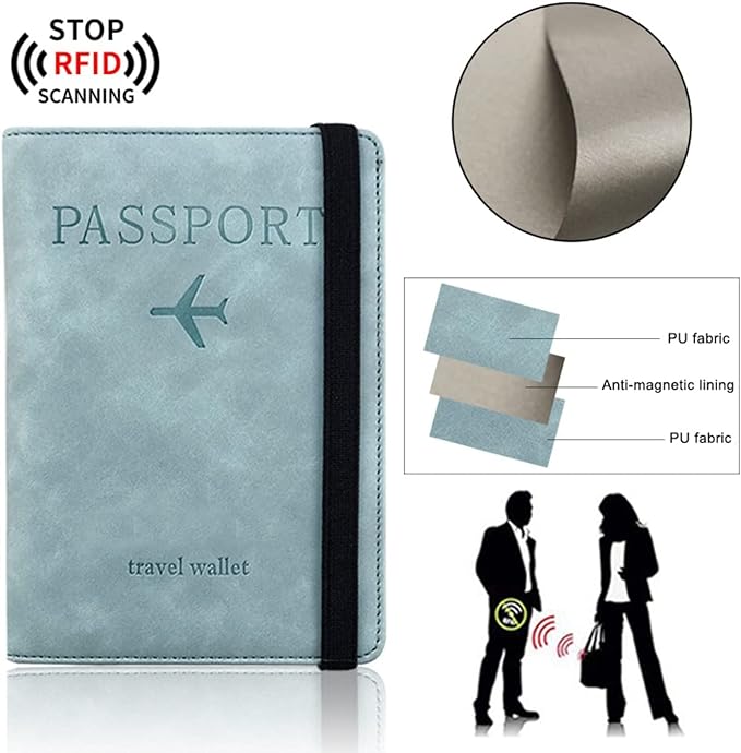 Slim RFID Leather Travel Passport Wallet with Card Slots