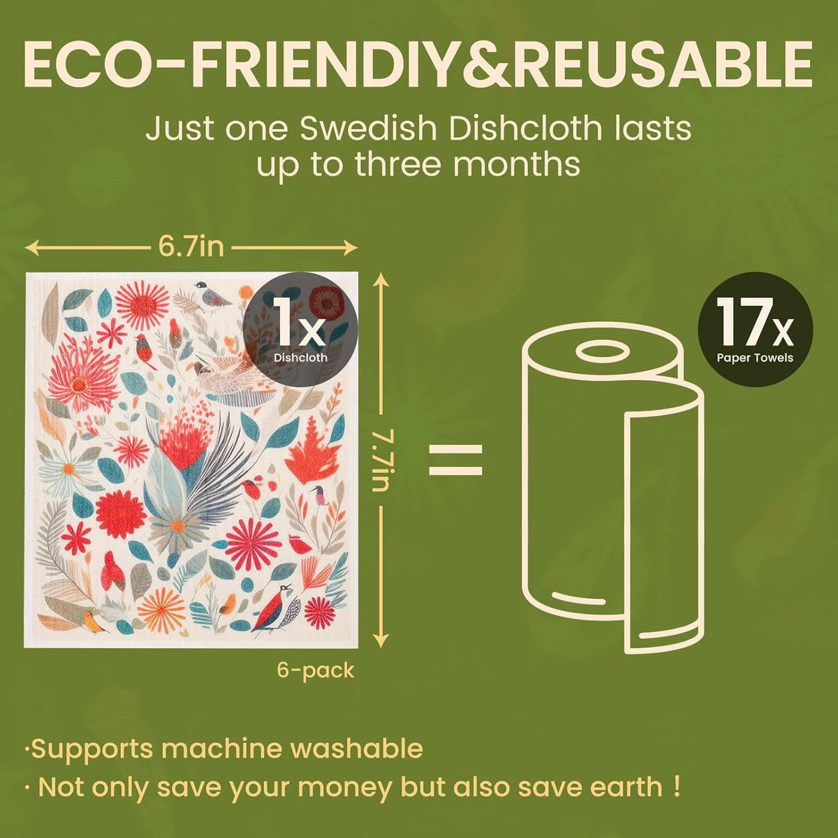 Swedish Dishcloths for Kitchen Reusable Kitchen Towels