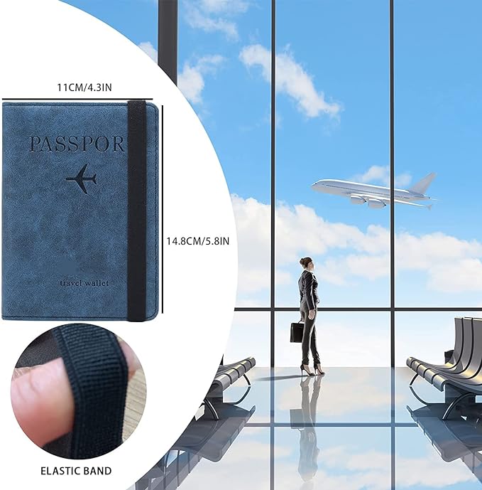 Slim RFID Leather Travel Passport Wallet with Card Slots