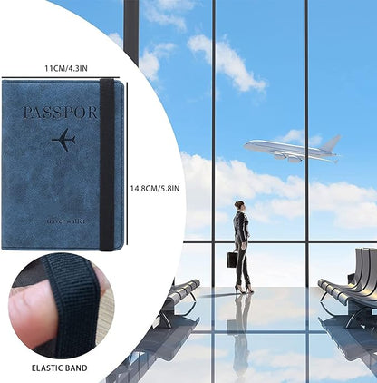Slim RFID Leather Travel Passport Wallet with Card Slots