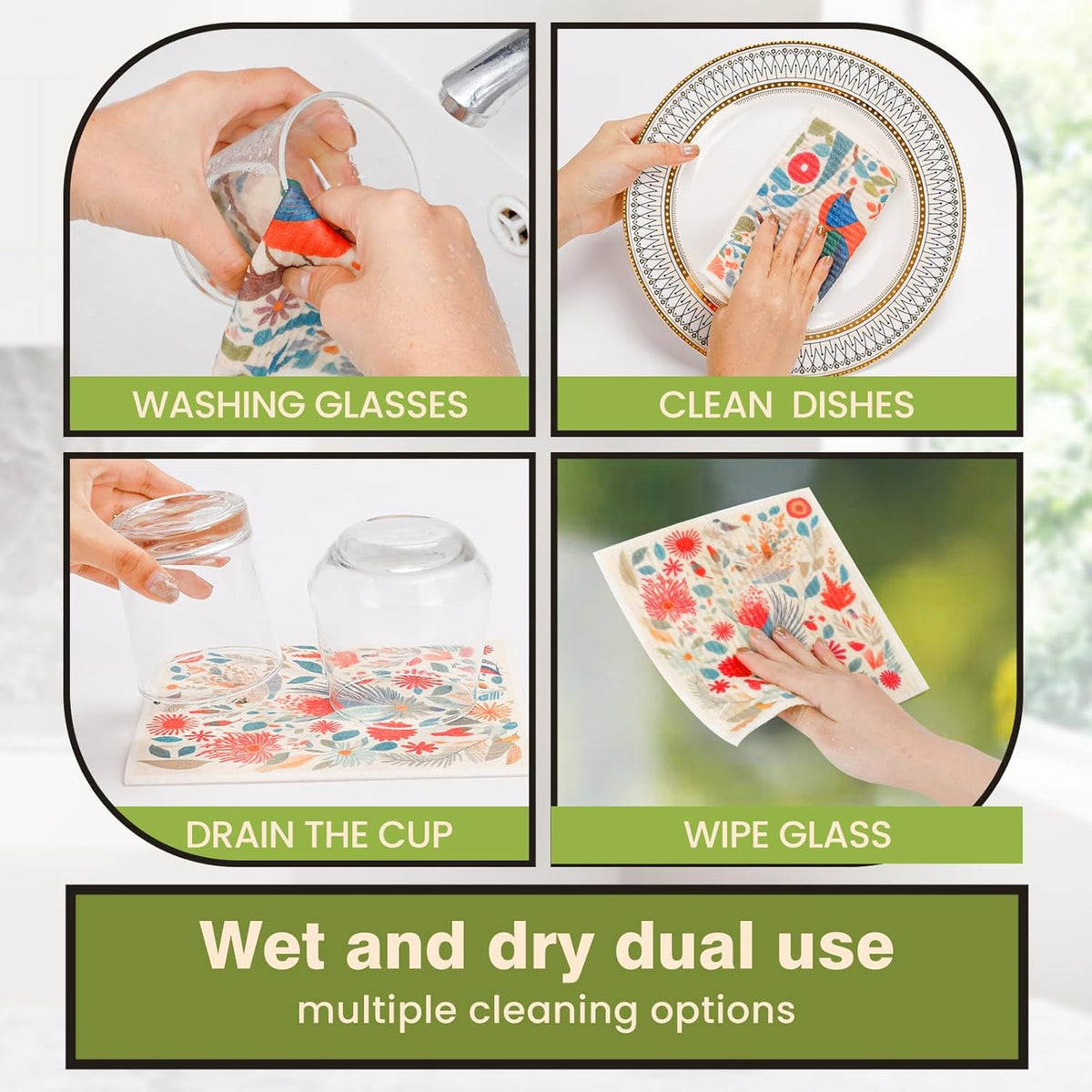 Swedish Dishcloths for Kitchen Reusable Kitchen Towels