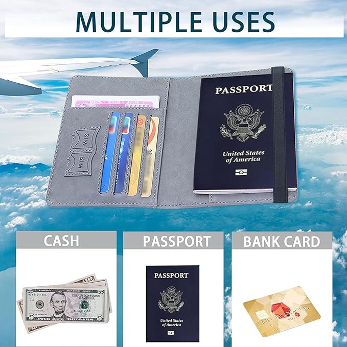 Slim RFID Leather Travel Passport Wallet with Card Slots