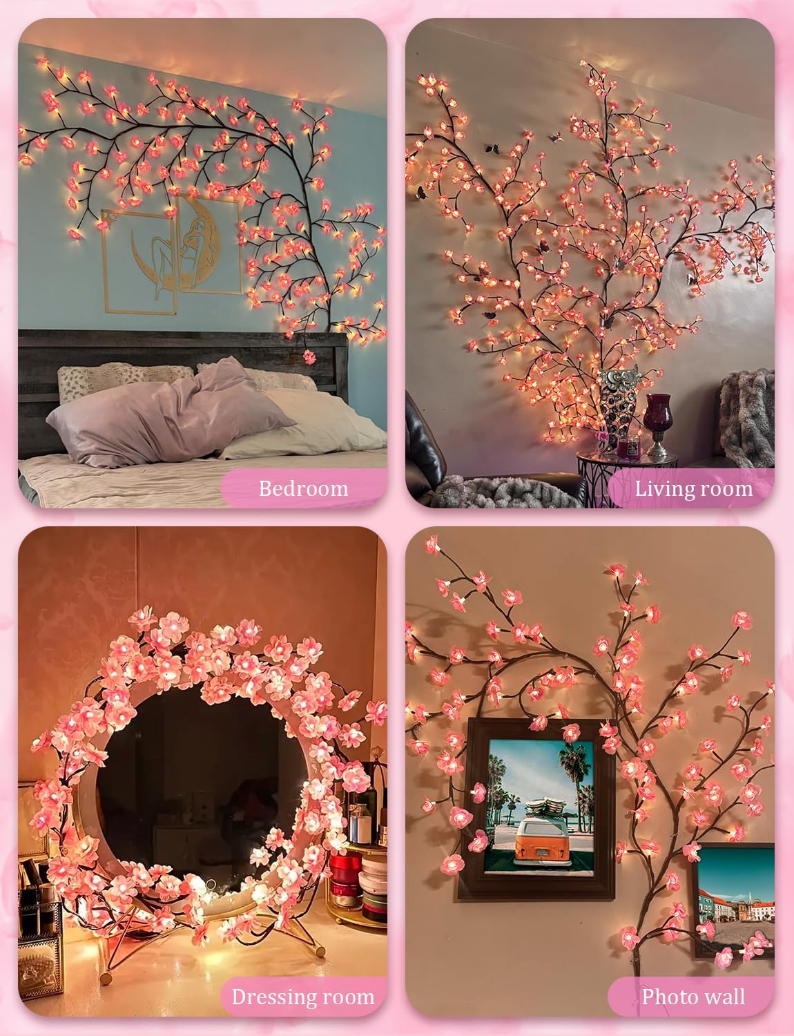 Cherry Blossom Tree Lights, USB Powered Vine With 96 LEDs