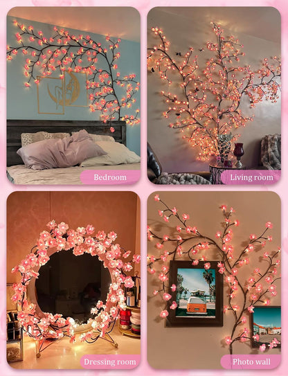 Cherry Blossom Tree Lights, USB Powered Vine With 96 LEDs