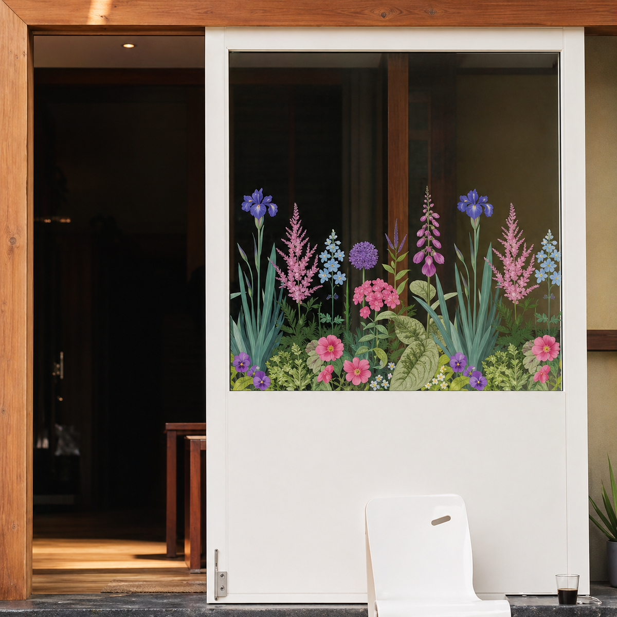 Secret Garden Window Flowers decals for glass windows ( Cut to size freely )