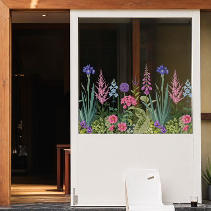 Secret Garden Window Flowers decals for glass windows ( Cut to size freely )