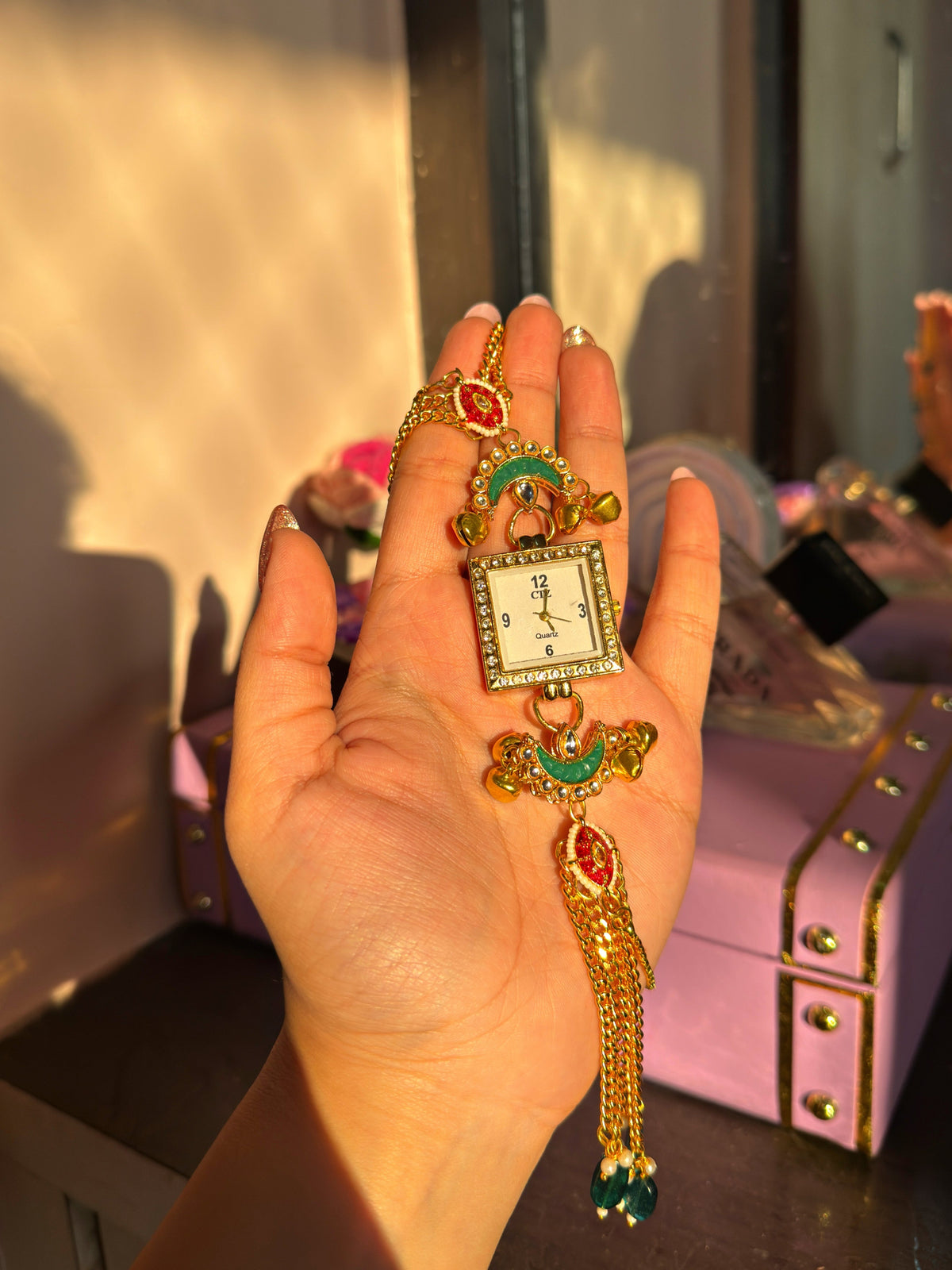 Radiant Charm Kundan Statement Watch