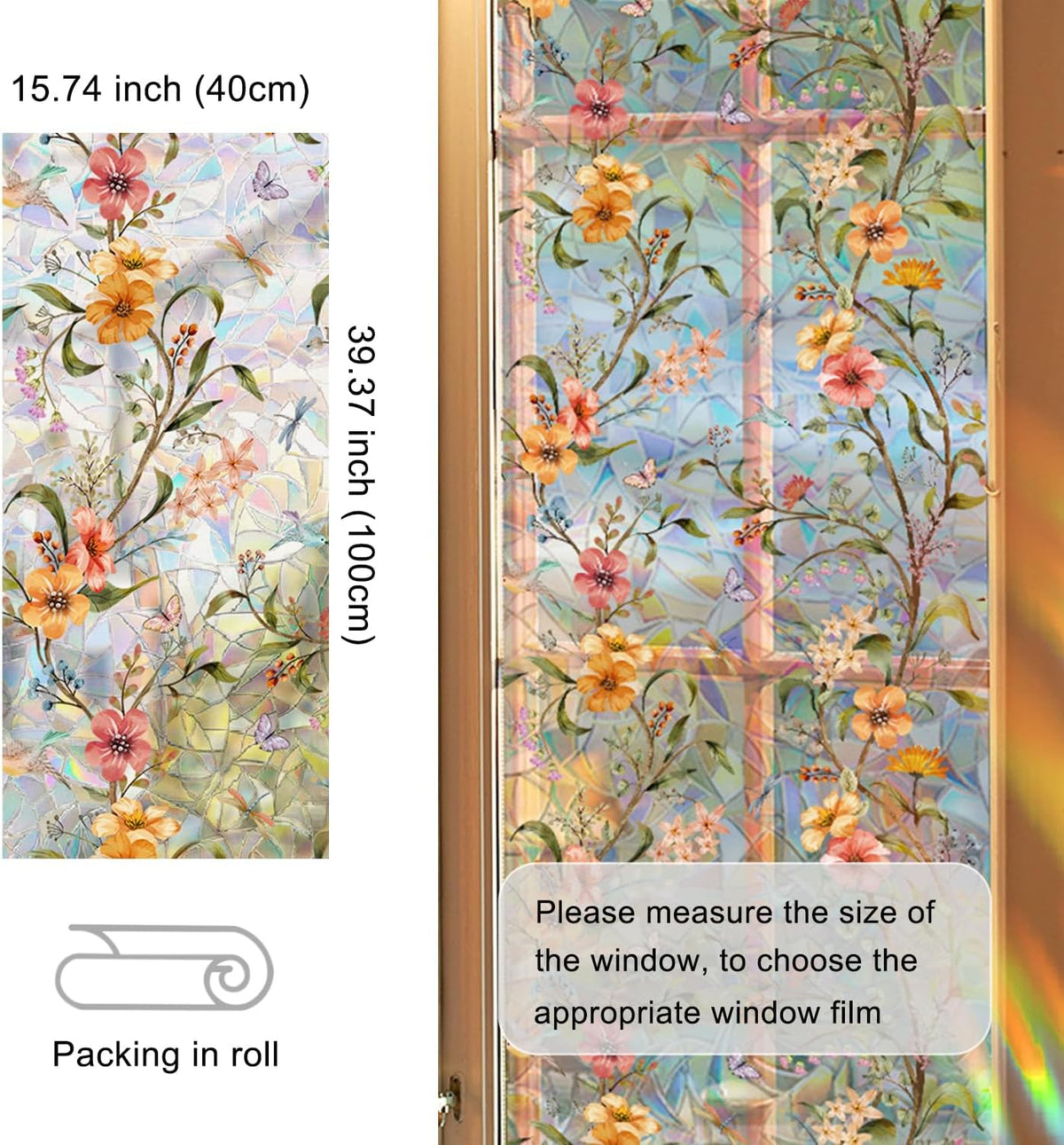 Colored Stained Glass Window Film  ( Cut to size freely )