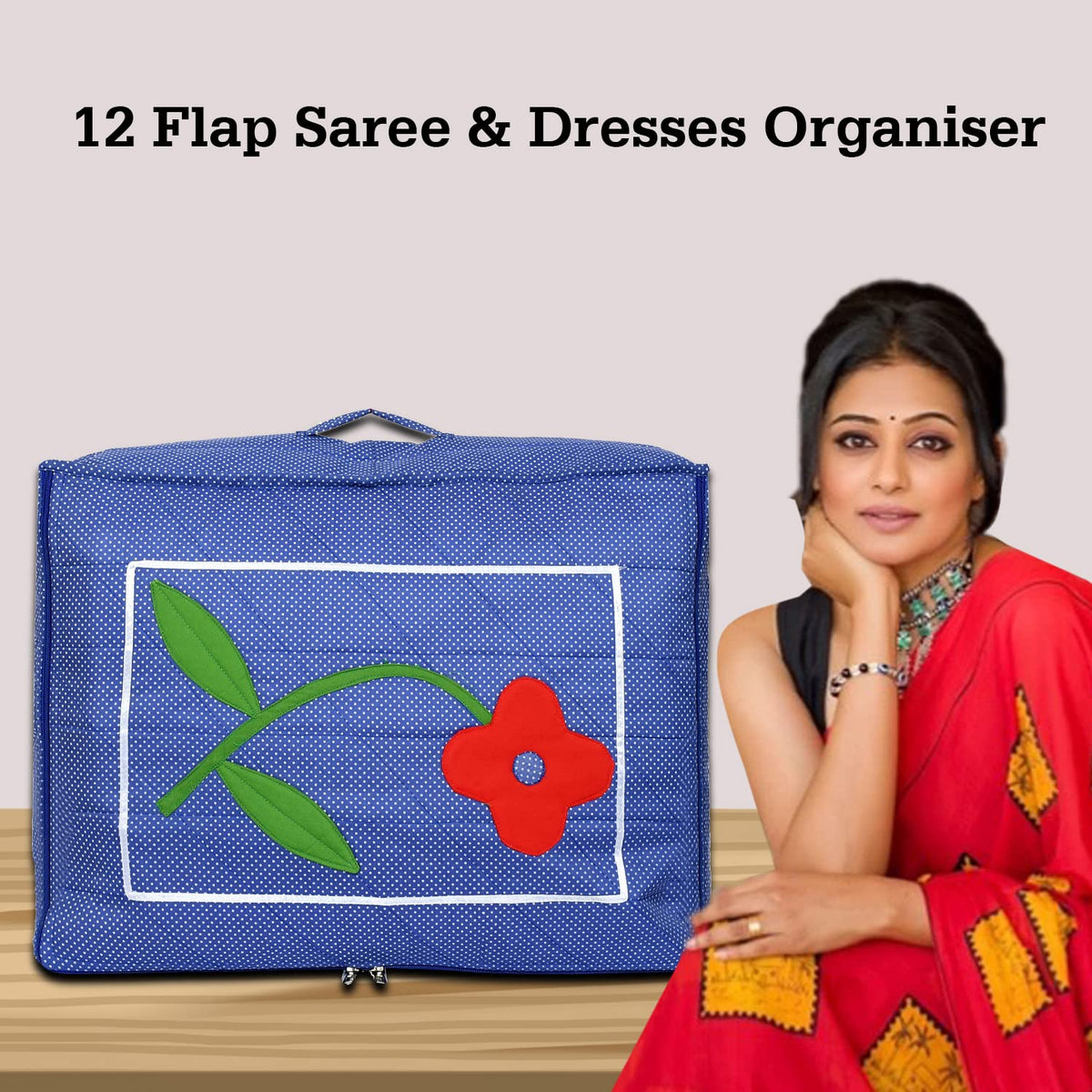 12 Flap Foldable Saree Cover for Clothes Storage Bag