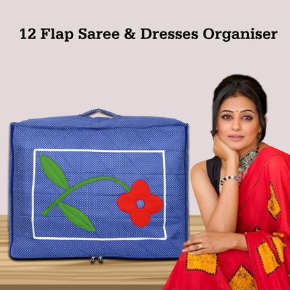 12 Flap Foldable Saree Cover for Clothes Storage Bag