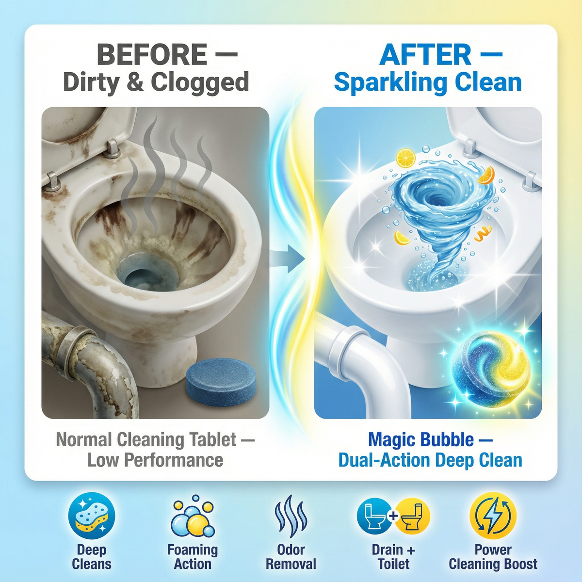 Magic Bubble Toilet Cleaning Tablets
