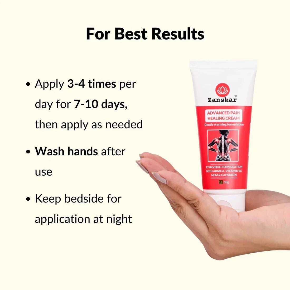 ZANSKAR Natural & Advanced Pain Healing Cream (50g) | Deep Relief For All Body Parts