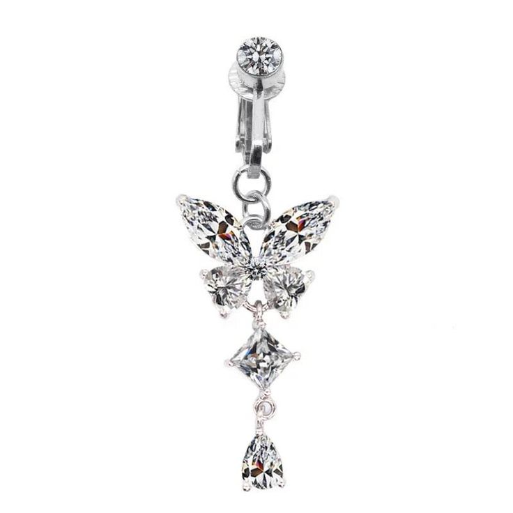 Without piercing Butterfly Clip on Belly Ring