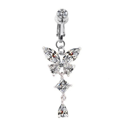 Without piercing Butterfly Clip on Belly Ring
