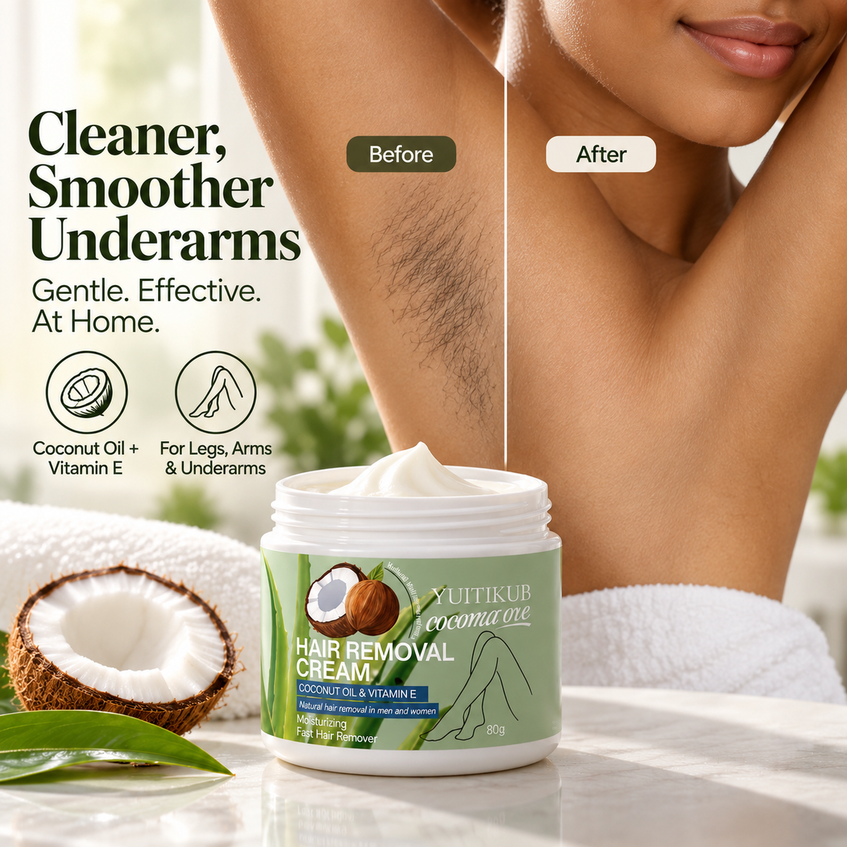 YUTIKIB Coconut Oil & Vitamin E Hair Removal Cream.