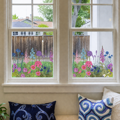 Secret Garden Window Flowers decals for glass windows ( Cut to size freely )