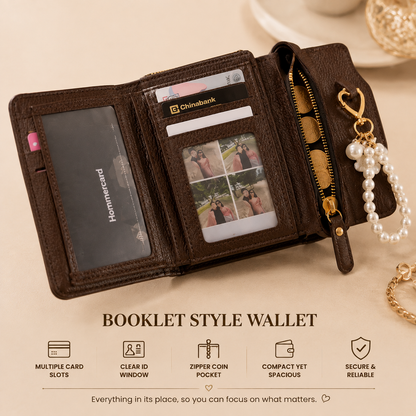 Premium Women’s Booklet Wallet | Card, Cash & Coin Organizer