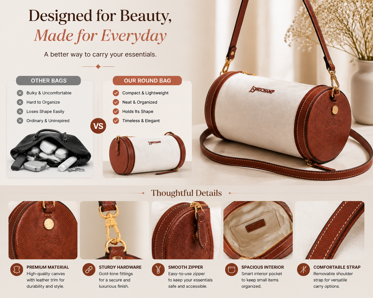 Women’s Foldable Mini Barrel Crossbody Bag – Compact, Stylish & Travel Friendly Shoulder Purse