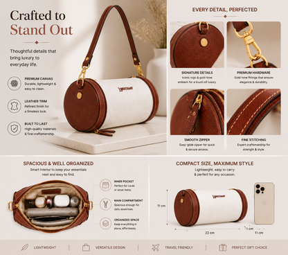Women’s Foldable Mini Barrel Crossbody Bag – Compact, Stylish & Travel Friendly Shoulder Purse