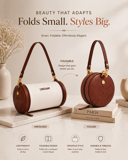 Women’s Foldable Mini Barrel Crossbody Bag – Compact, Stylish & Travel Friendly Shoulder Purse