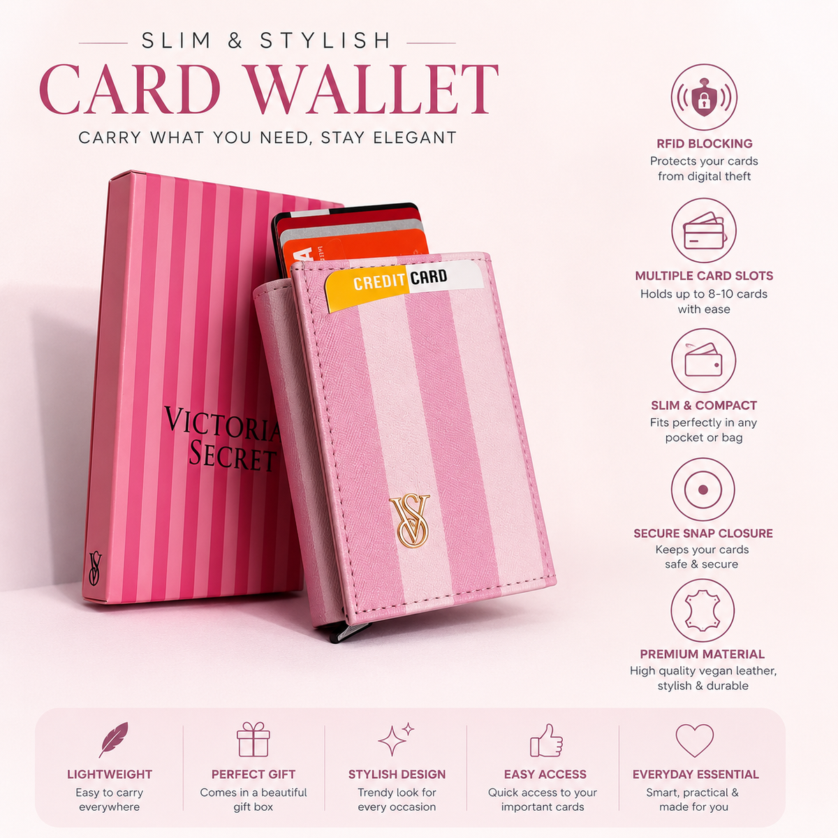 💖 Victoria’s Secret Mini Wallet – Cards & Cash Organizer 💖