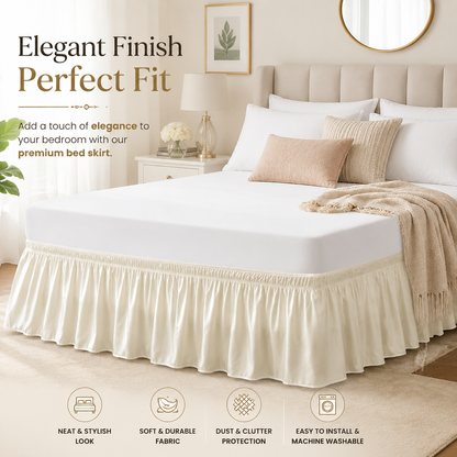 ✨ Universal Size Luxury Ruffled Bed Skirt – Elegant Bedroom Makeover & Dust Protection ✨