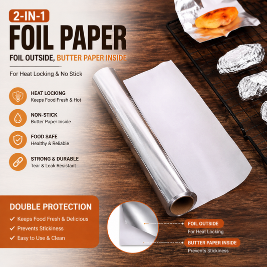 🍽️ Dual Layer Food Wrap Roll – Heat Lock & Fresh Keep