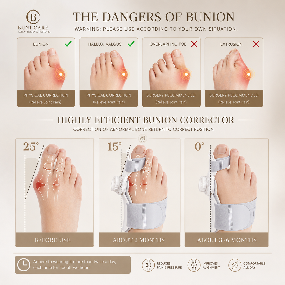 Pain Relief Bunion Toe Corrector - (IMPORTED W/O KNOB)