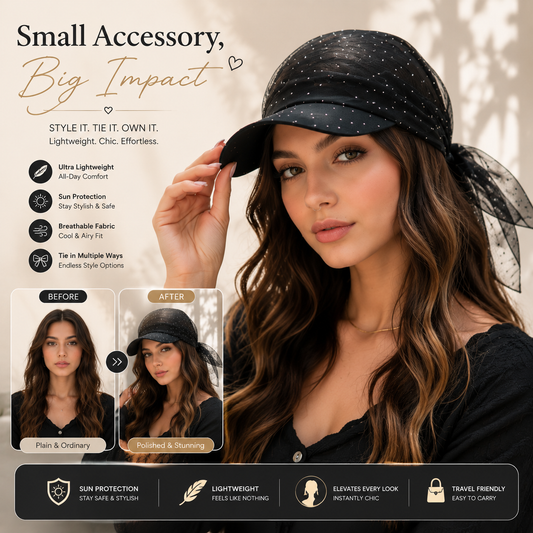 ✨ Rhinestone Veil Cap – Stylish Sun Protection Hat For Women