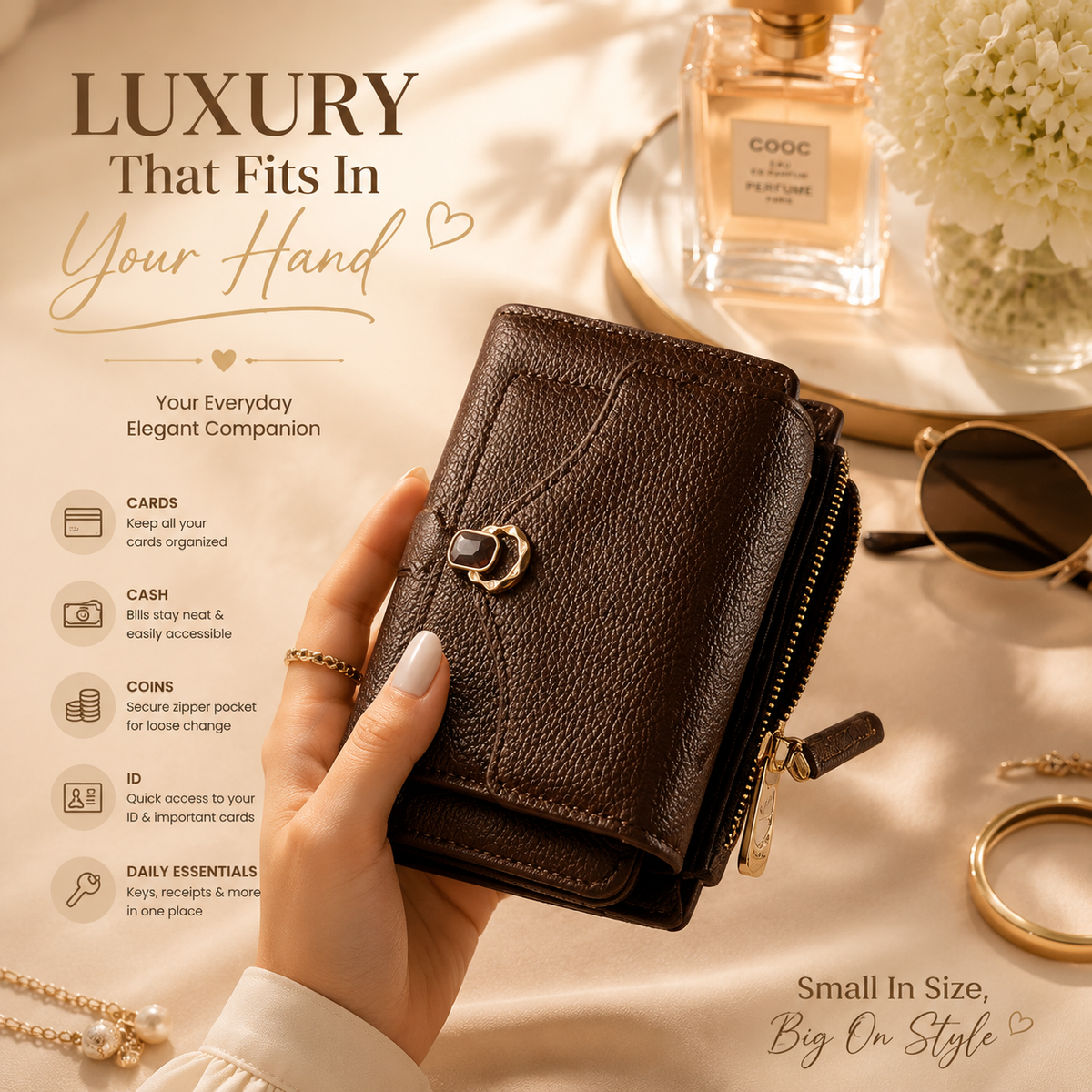 Premium Women’s Booklet Wallet | Card, Cash & Coin Organizer