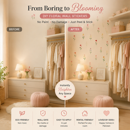 Reusable DIY Floral Bloom Wall Stickers