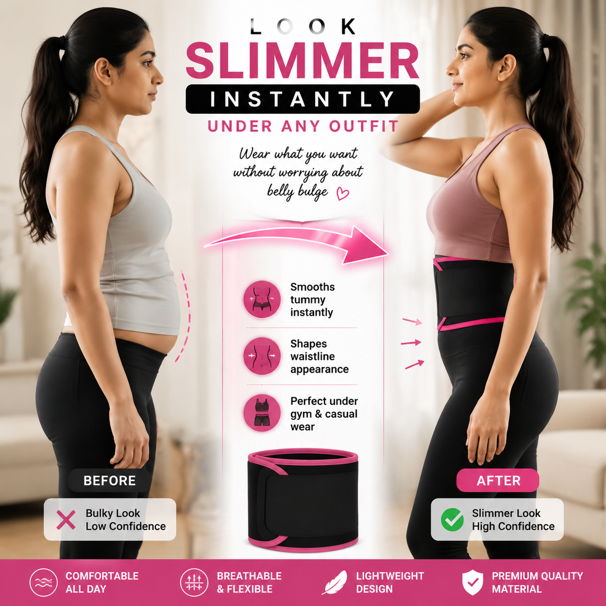 BellyFit Fat Burn Waist Belt – Reduces Belly Fat, Supports Back & Boosts Sweat Loss