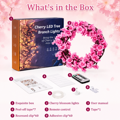 Cherry Blossom Tree Lights, USB Powered Vine With 96 LEDs