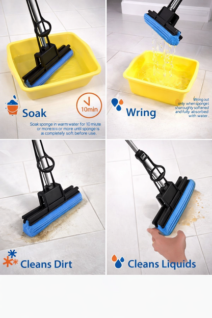 Multi-Purpose 2 In 1 Folding Squeeze Sponge Wiper Mop
