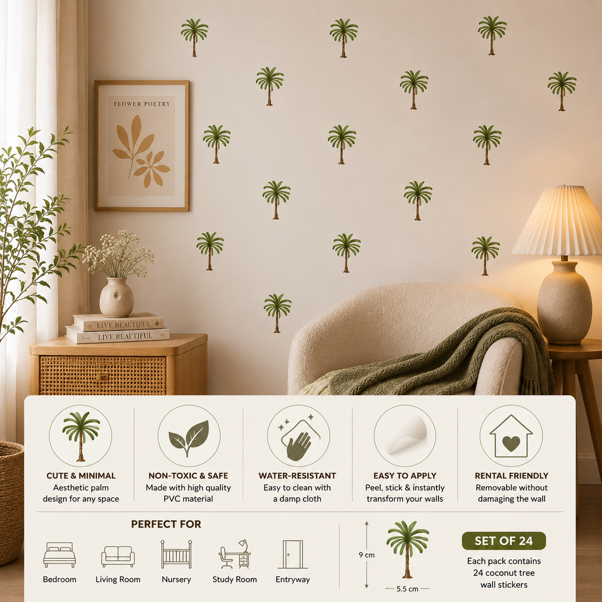Aesthetic Palm Tree Wall Stickers 🌴✨