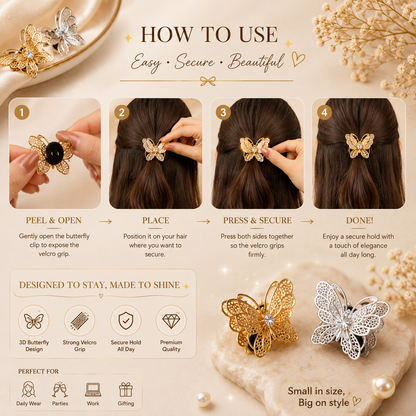 Butterfly Velcro Hair Clips Set ✨🦋